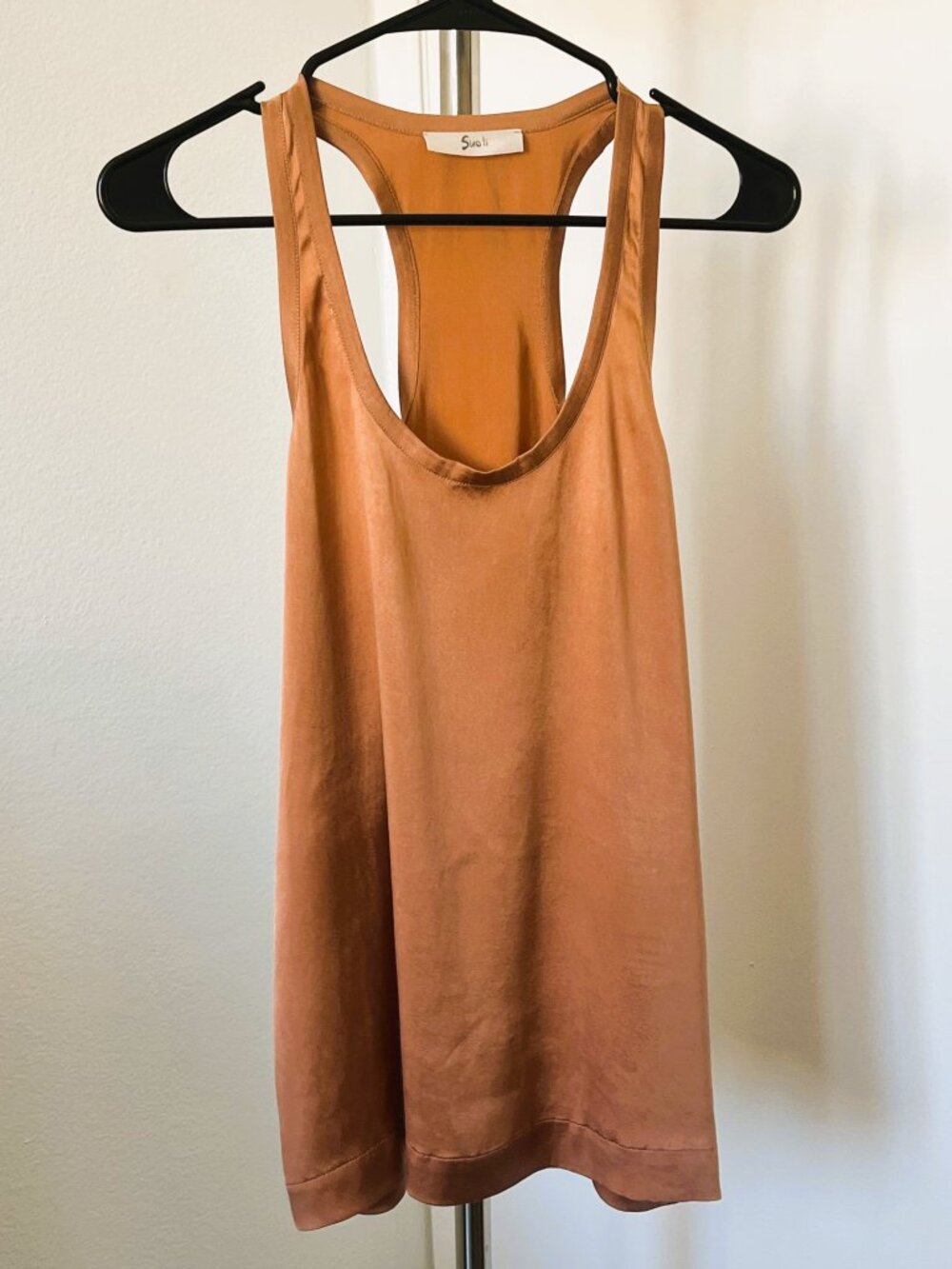 Suoli Italy Silk Blend Racerback Tank Top Camel Mocha Brown IT 40 US Small